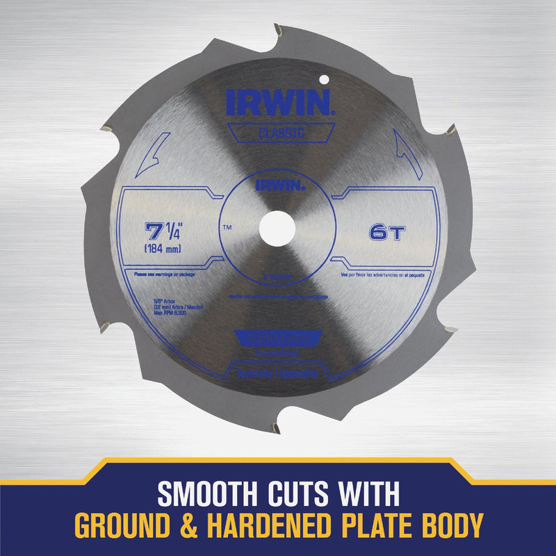 Irwin Classic Series 7-1/4 In. 6-Tooth Fiber Cement Circular Saw Blade