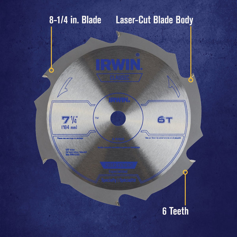 Irwin Classic Series 7-1/4 In. 6-Tooth Fiber Cement Circular Saw Blade