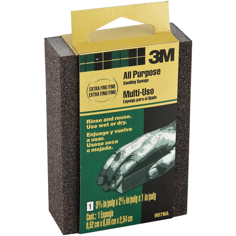 3M 2-5/8 In. x 3-3/4 In. x 1 In. Dual Grit Sanding Sponge, Extra Fine/Fine