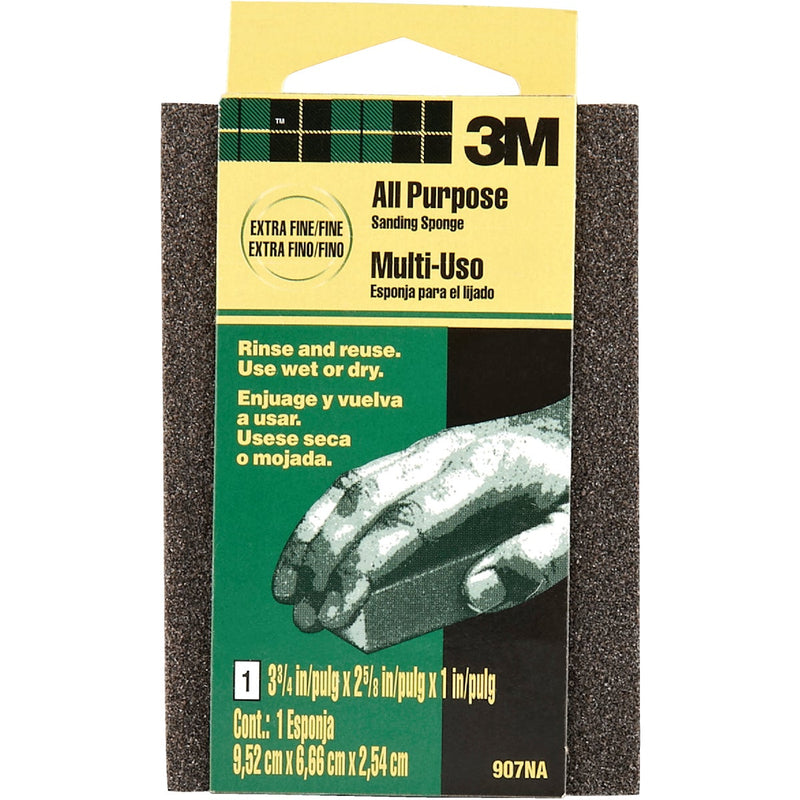 3M 2-5/8 In. x 3-3/4 In. x 1 In. Dual Grit Sanding Sponge, Extra Fine/Fine