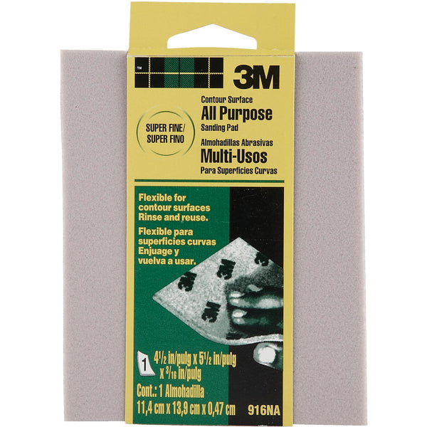 3M 4-1/2 In. x 5-1/2 In. x 3/16 In. General Purpose Sanding Pad, Super Fine