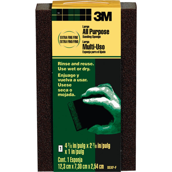 3M 2-7/8 In. x 4-7/8 In. x 1 In. Large Area Sanding Sponge, Extra Fine/Fine