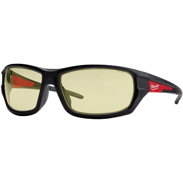 Milwaukee Performance Red & Black Frame Safety Glasses with Yellow Fog-Free Lenses