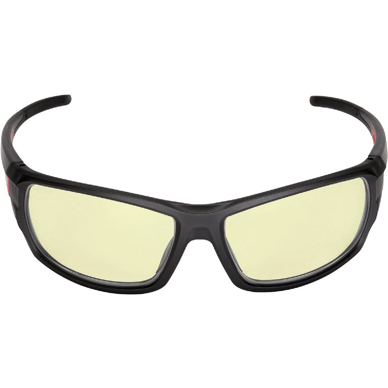 Milwaukee Performance Red & Black Frame Safety Glasses with Yellow Fog-Free Lenses