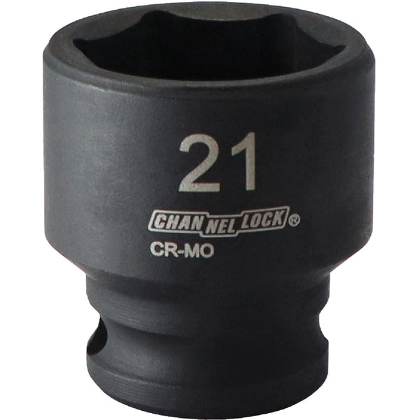 Channellock 3/8 In. Drive 21 mm 6-Point Shallow Metric Impact Socket