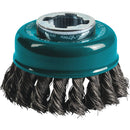 Makita X-LOCK 3-1/8 In. Knotted 0.02 In. Carbon Steel Cup Angle Grinder Wire Brush