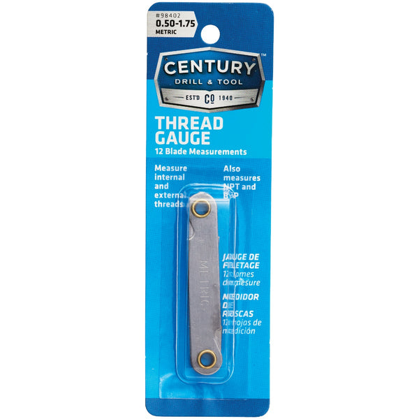 Century Drill & Tool 0.50-1.75 NPT & BSP Metric Screw Pitch Gauge