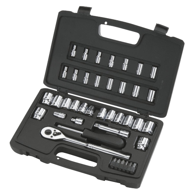 Stanley Standard/Metric 3/8 In. Drive Combination Ratchet & Socket Set (40-Piece)