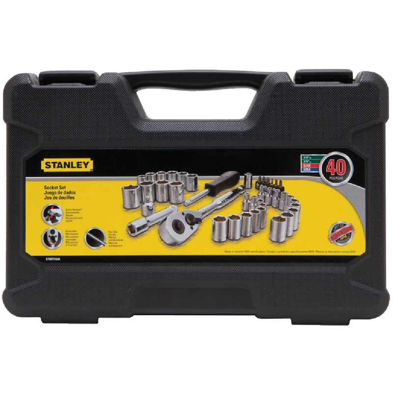 Stanley Standard/Metric 3/8 In. Drive Combination Ratchet & Socket Set (40-Piece)