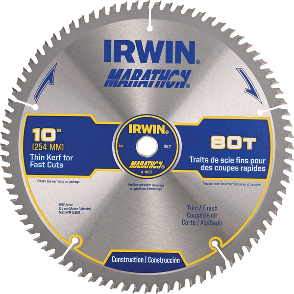 Irwin Marathon 10 In. 80-Tooth Trim/Finish Circular Saw Blade