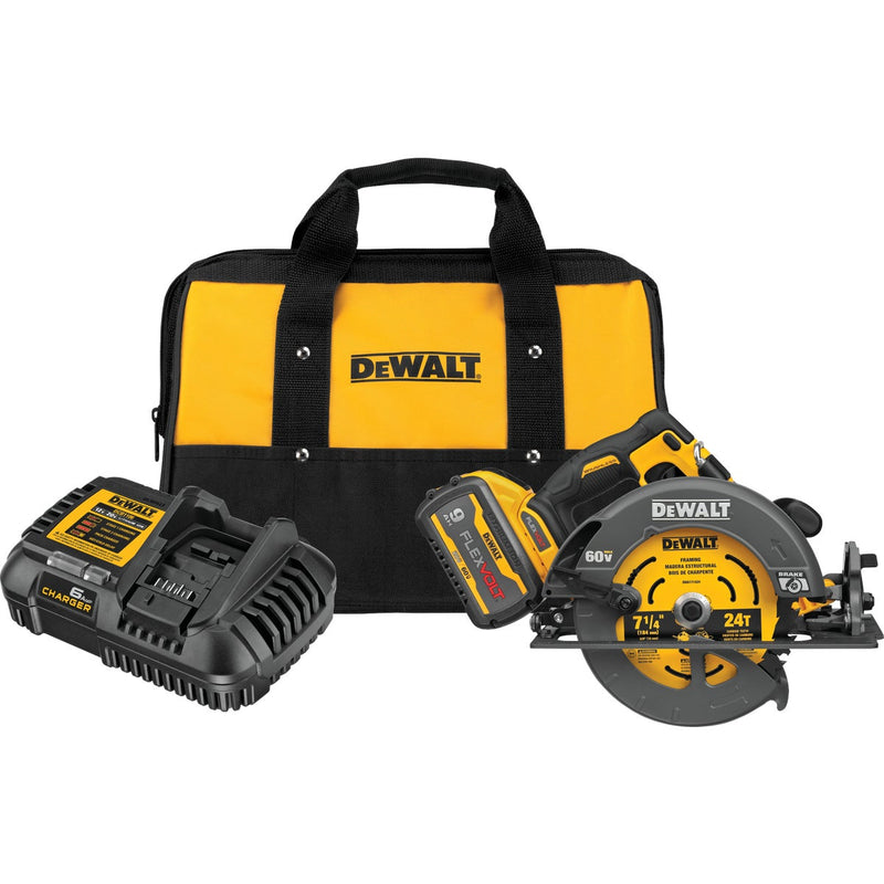 DEWALT FLEXVOLT 60V MAX Brushless 7-1/4 In. Cordless Circular Saw with 9.0 Ah Battery & Charger