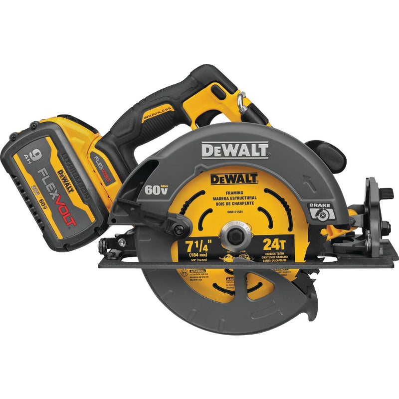 DEWALT FLEXVOLT 60V MAX Brushless 7-1/4 In. Cordless Circular Saw with 9.0 Ah Battery & Charger