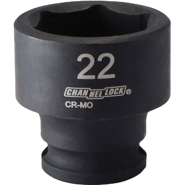 Channellock 3/8 In. Drive 22 mm 6-Point Shallow Metric Impact Socket