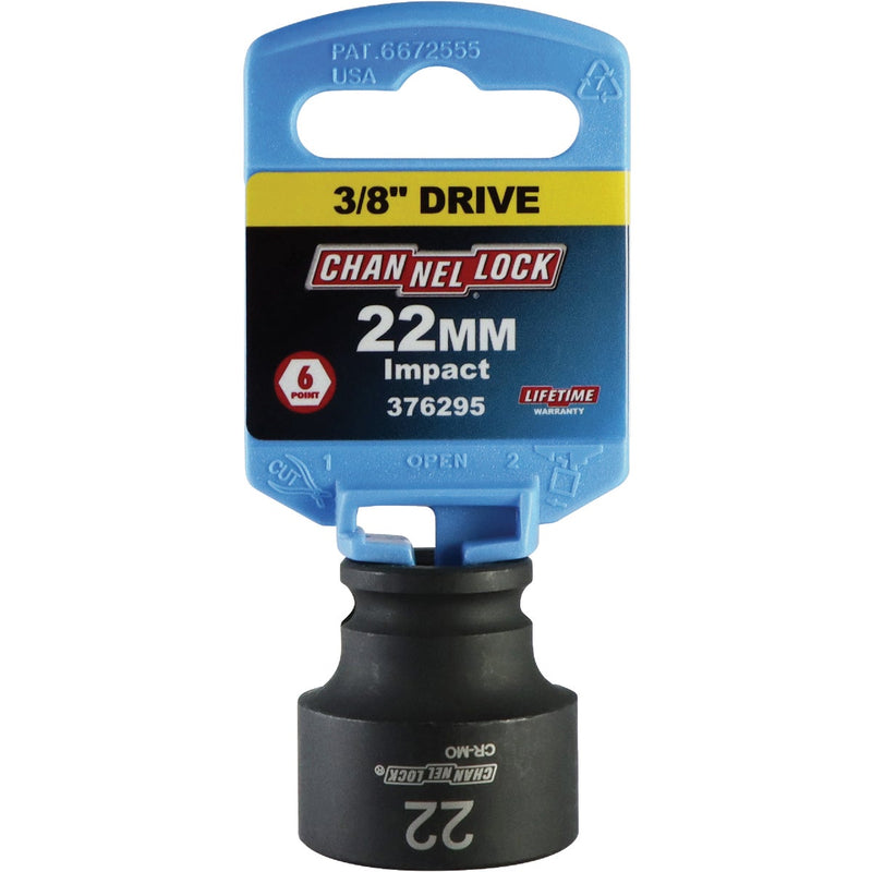 Channellock 3/8 In. Drive 22 mm 6-Point Shallow Metric Impact Socket