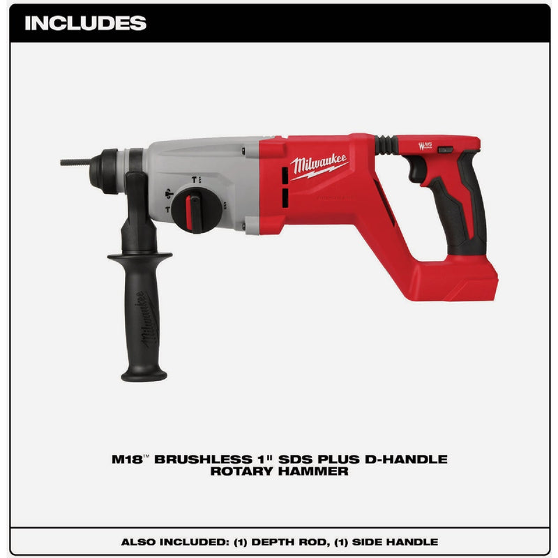 Milwaukee M18 Brushless 1 In. SDS-Plus D-Handle Cordless Rotary Hammer (Tool Only)