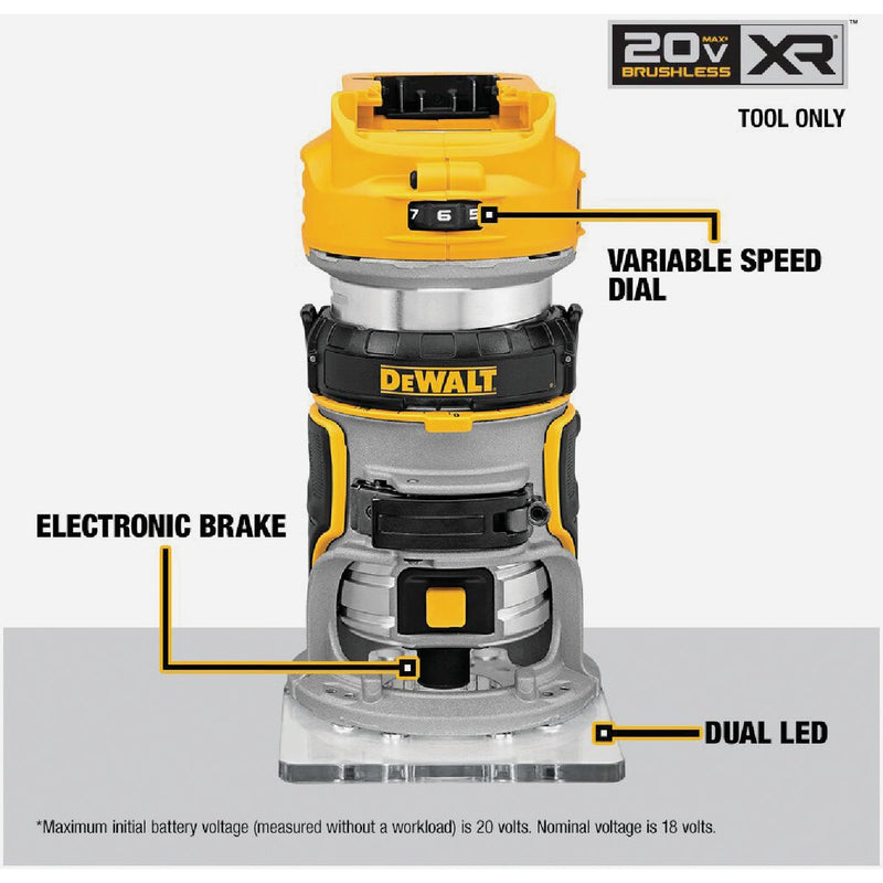 DEWALT 20V MAX XR Brushless Compact Cordless Router (Tool Only)