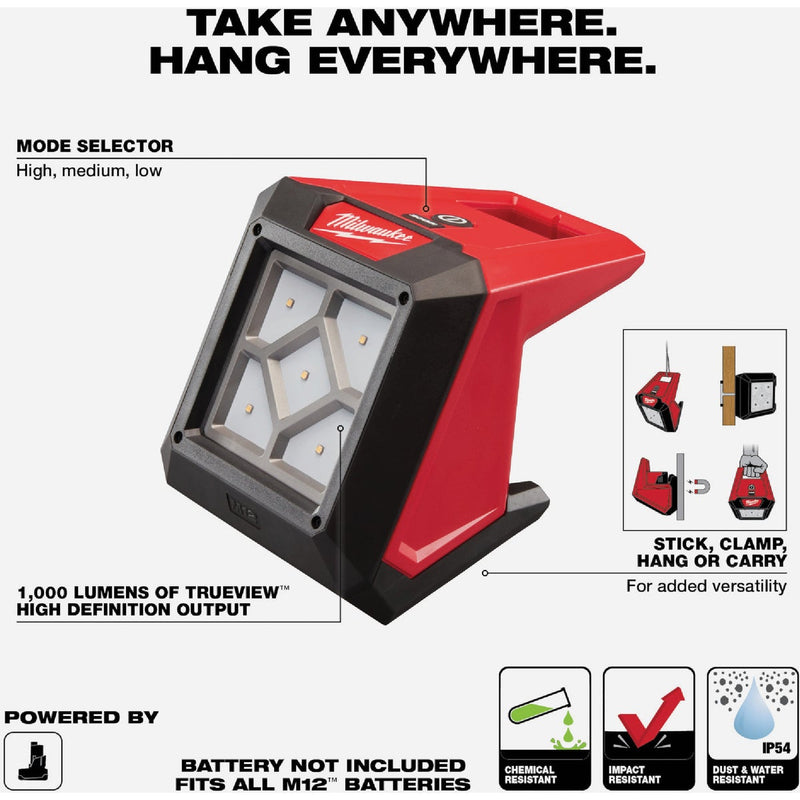 Milwaukee M12 ROVER 12 Volt Lithium-Ion Mounting Flood Cordless Work Light (Tool Only)