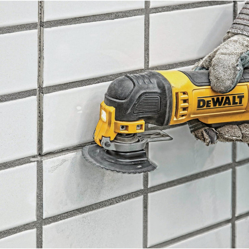 DEWALT Universal Fitment Carbide Grit Fast Cut Semi-Circle Oscillating Grout Removal Blade
