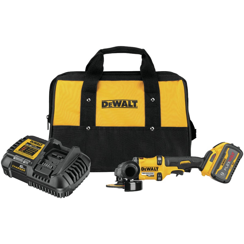 DEWALT FLEXVOLT 60V MAX 4-1/2 In. / 6 In. Brushless Cordless Angle Grinder Kit with FLEXVOLT 9.0 Ah Battery & Charger