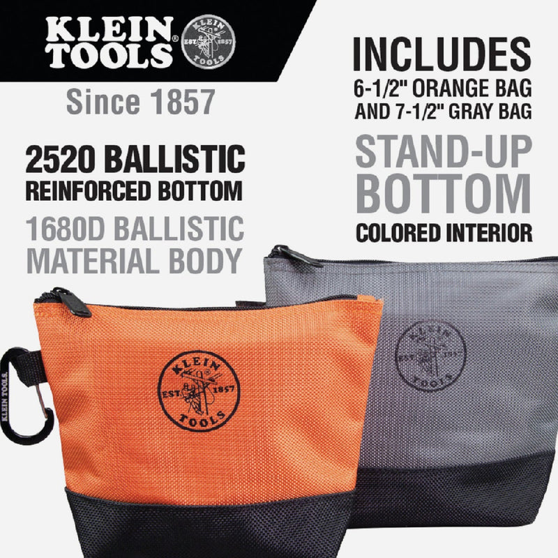 Klein 1-Pocket 8-1/2 In. & 9 In. Stand-Up Zipper Tool Bag (2-Pack)