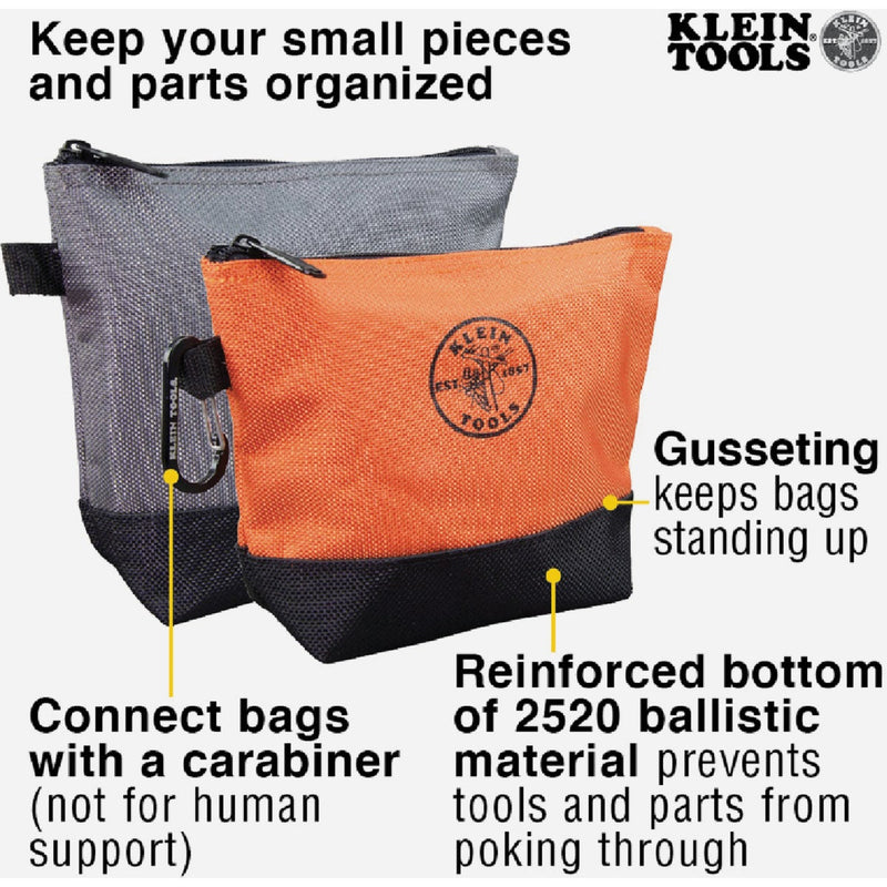 Klein 1-Pocket 8-1/2 In. & 9 In. Stand-Up Zipper Tool Bag (2-Pack)