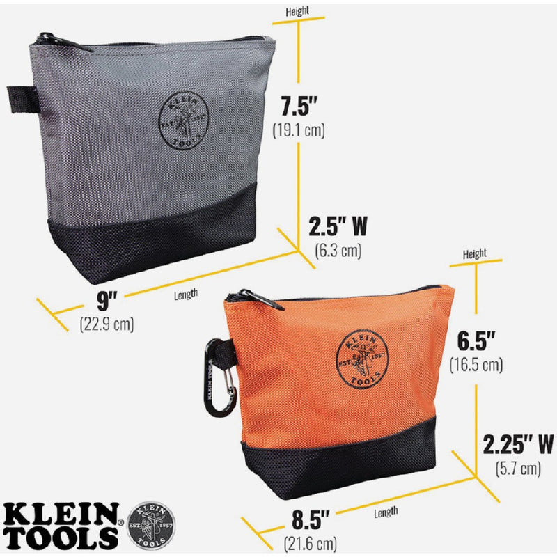 Klein 1-Pocket 8-1/2 In. & 9 In. Stand-Up Zipper Tool Bag (2-Pack)