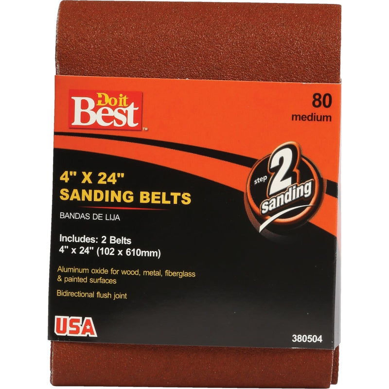 Do it Best 4 In. x 24 In. 80 Grit Heavy-Duty Sanding Belt (2-Pack)