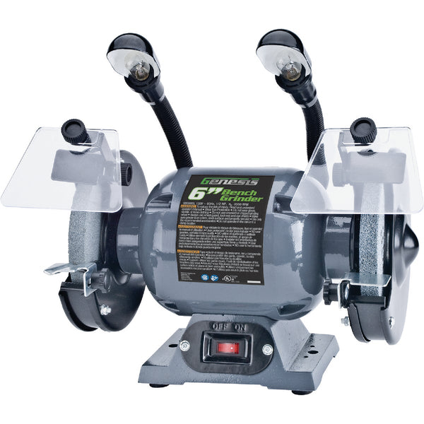 Genesis 6 In. 1/2 HP Bench Grinder with Lights