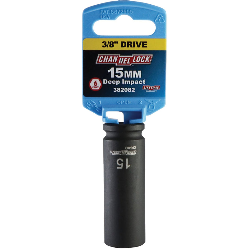 Channellock 3/8 In. Drive 15 mm 6-Point Deep Metric Impact Socket