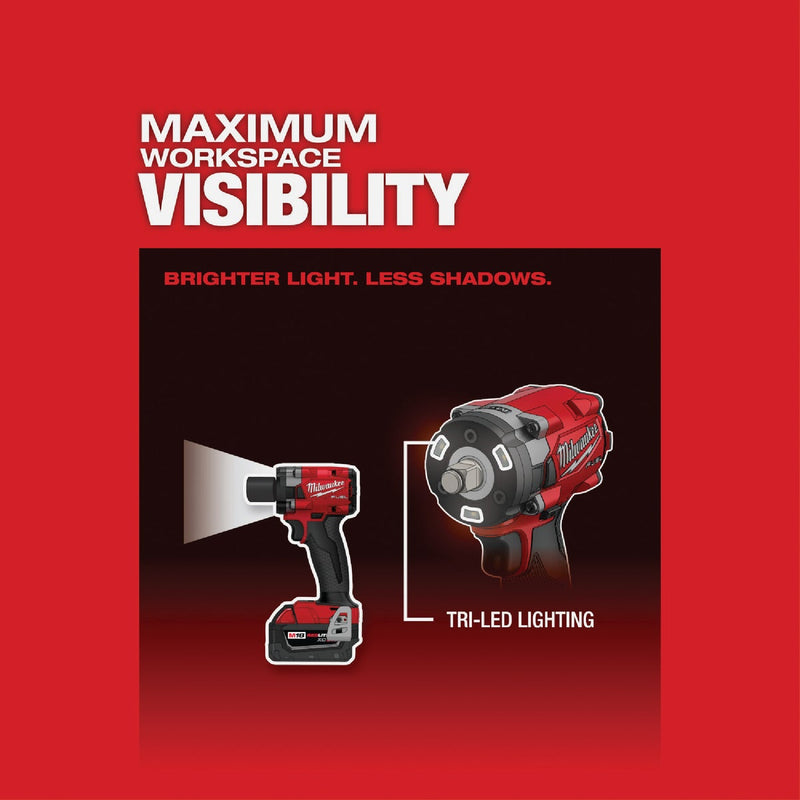 Milwaukee M18 FUEL Brushless 1/2 In. Compact Cordless Impact Wrench Kit with Friction Ring, (2) 5.0 Ah Resistant Batteries & Charger