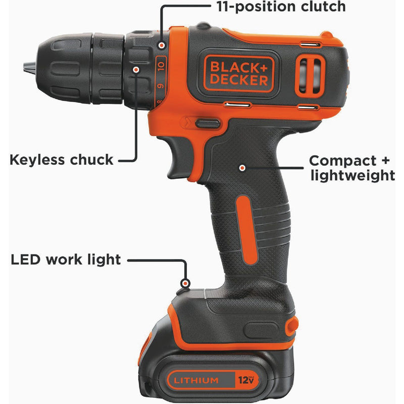 Black & Decker 12-Volt MAX Lithium-Ion 3/8 In. Cordless Drill Kit