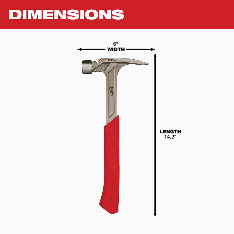 Milwaukee 20 Oz. Smooth-Face Rip Claw Hammer with Steel Handle