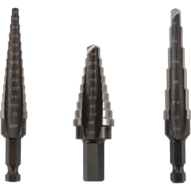 Irwin Unibit 3-Piece High-Speed Steel Step Drill Bit Set, #1 #2 #3