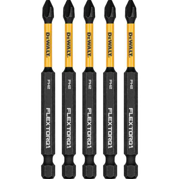 DEWALT FlexTorq 3-1/2 In. #2 Phillips Power Impact Screwdriving Bit (5-Pack)