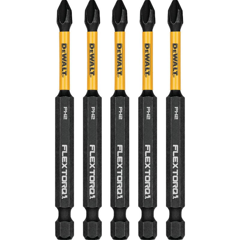 DEWALT FlexTorq 3-1/2 In. #2 Phillips Power Impact Screwdriving Bit (5-Pack)