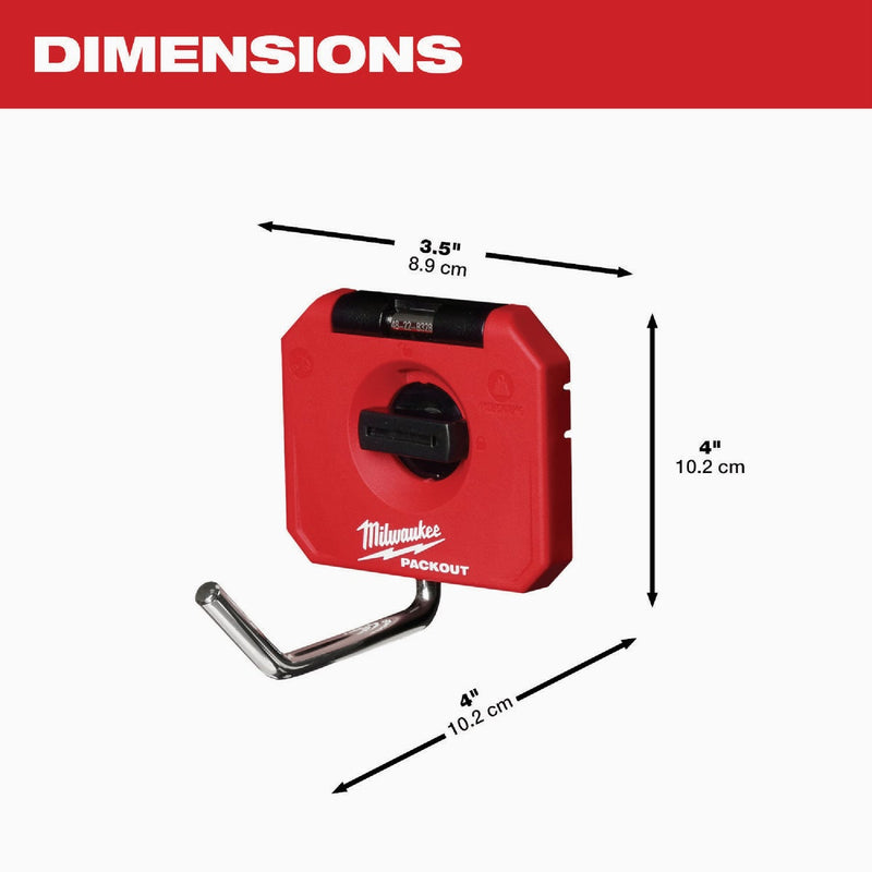 Milwaukee PACKOUT 4 In. Single Straight Hook, 15 Lb. Capacity