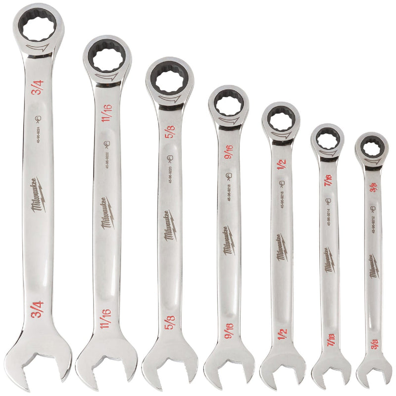 Milwaukee Standard 12-Point Ratcheting Combination Wrench Set (7-Piece)