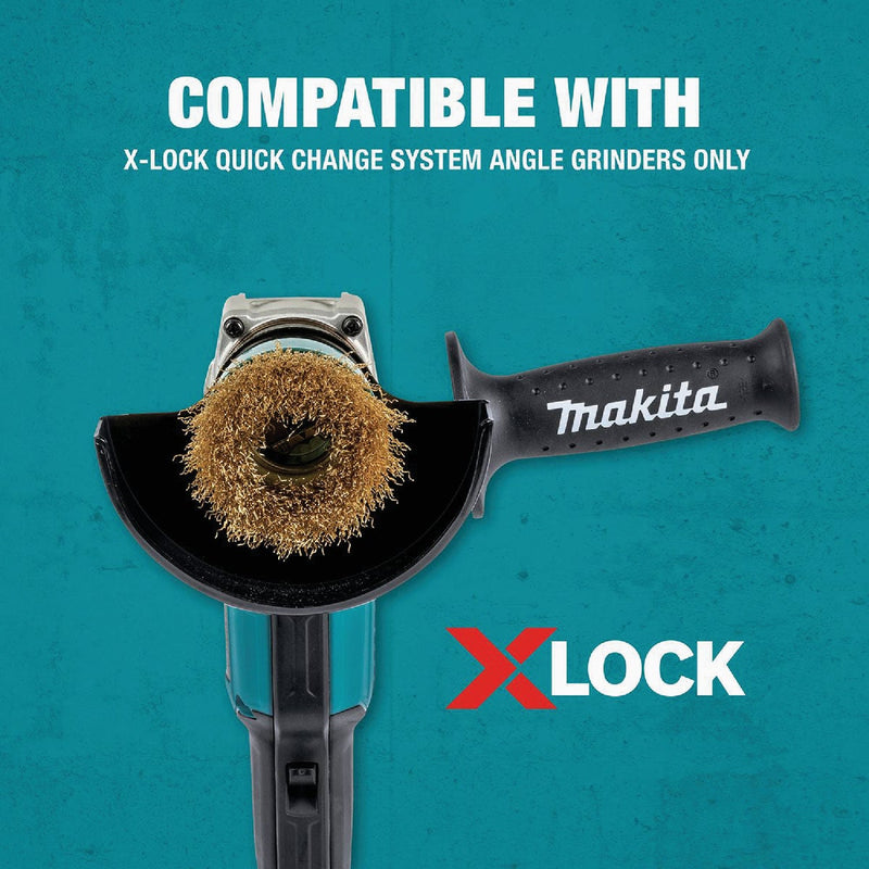 Makita X-LOCK 3 In. Crimped 0.012 In. Carbon Steel Cup Angle Grinder Wire Brush