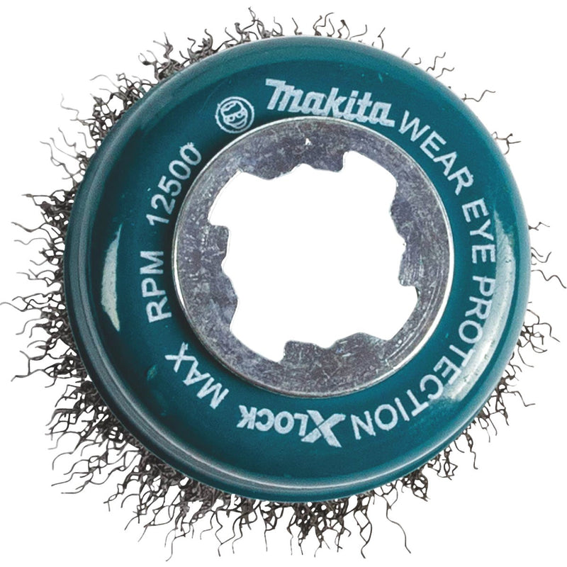 Makita X-LOCK 3 In. Crimped 0.012 In. Carbon Steel Cup Angle Grinder Wire Brush