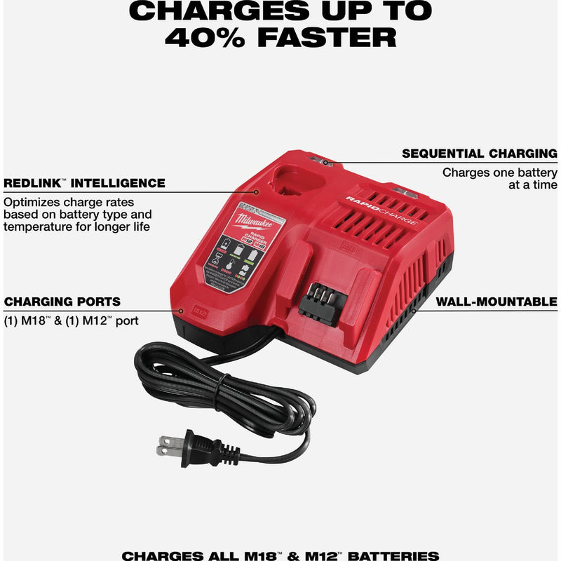 Milwaukee M12/M18 Lithium-Ion Multi-Voltage Rapid Battery Charger