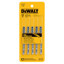DeWalt T-Shank 3 In. x 12 TPI High Carbon Steel Jig Saw Blade, Trim/Coping Wood (5-Pack)