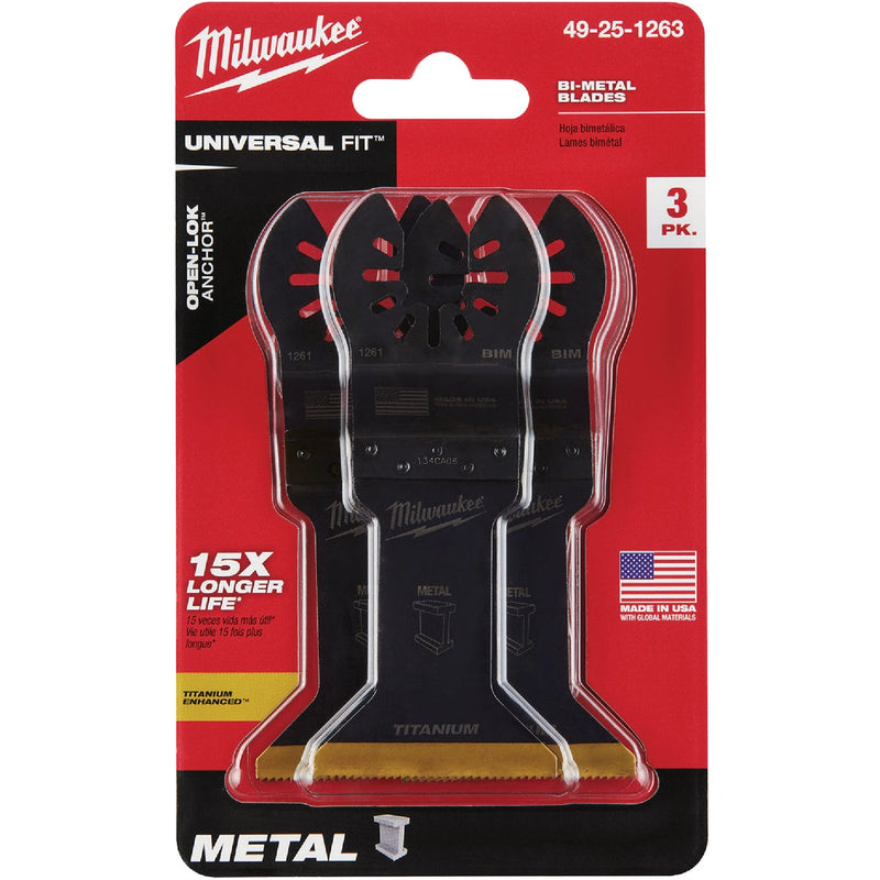 Milwaukee OPEN-LOK 1-3/4 In. Titanium Enhanced Bi-Metal Oscillating Blade (3-Pack)