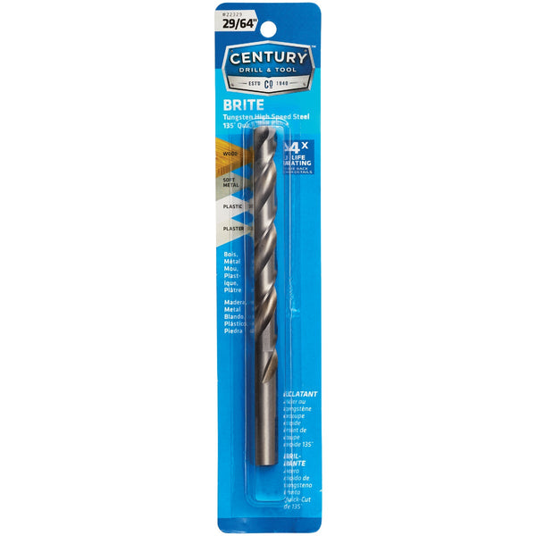 Century Drill & Tool 29/64 In. Tungsten High Speed Steel Quick-Cut Point Brite Drill Bit