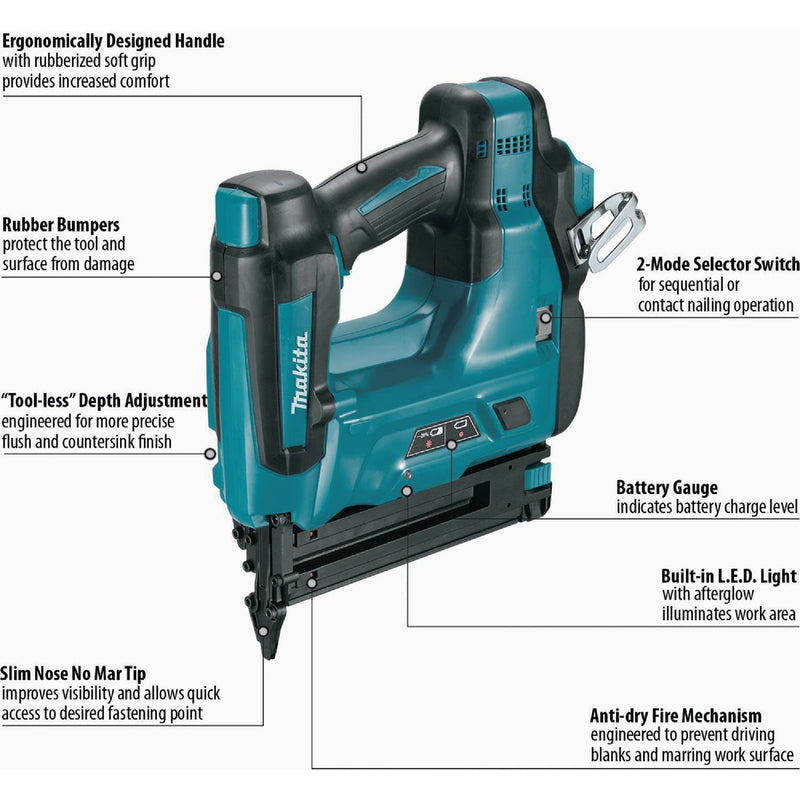 Makita 18 Volt LXT Lithium-Ion 16-Gauge 2-1/2 In. Cordless Finish Nailer (Tool Only)