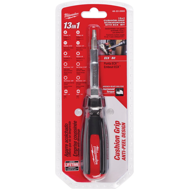 Milwaukee 13-in-1 Cushion Grip Multi-Bit Screwdriver with ECX