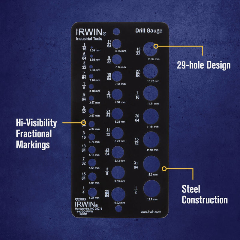 Irwin 1/16 In. to 1/2 In. Fractional Drill Gauge