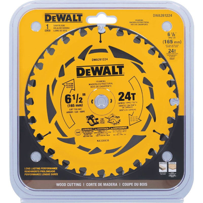 DEWALT 6 1/2 In. 24-Tooth Framing Circular Saw Blade