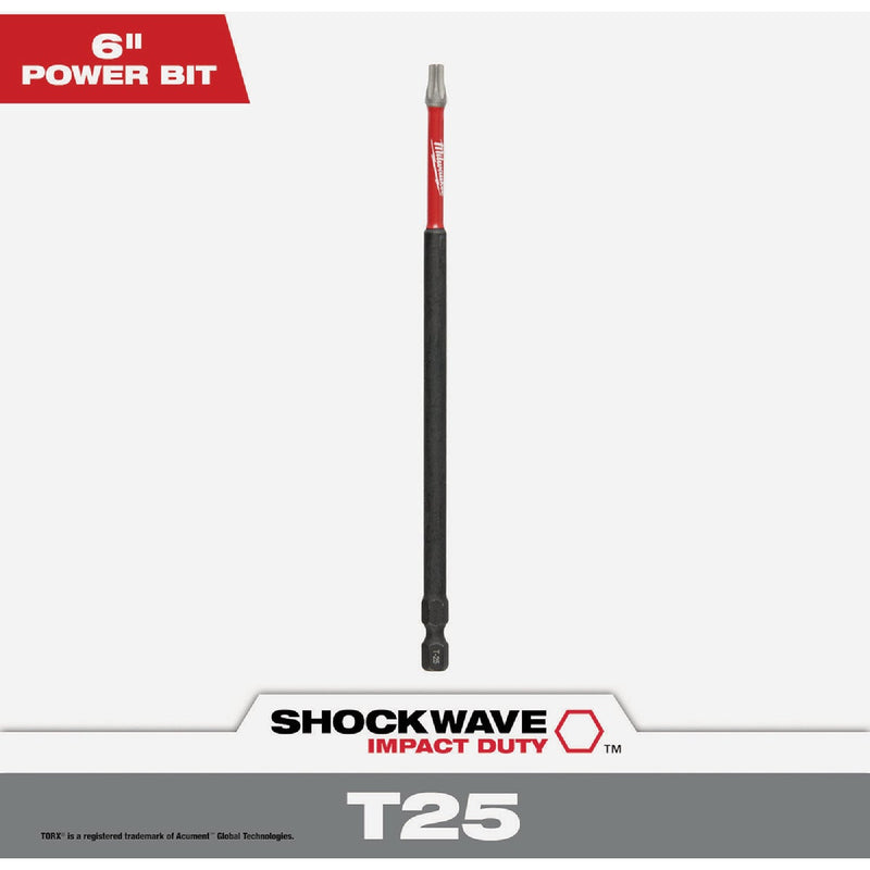 Milwaukee SHOCKWAVE 6 In. Impact Torx T25 Power Bit