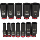 Milwaukee SHOCKWAVE Standard 3/8 In. Drive 6-Point Deep Impact Driver Set (12-Piece)