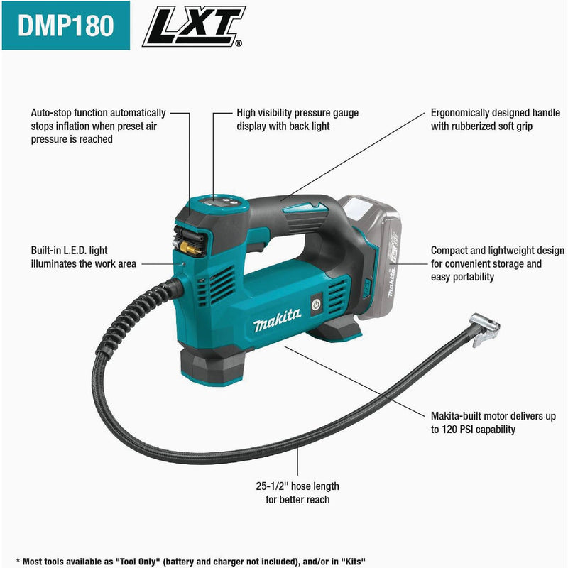 Makita 18-Volt LXT Lithium-Ion 120 psi Cordless Inflator (Tool Only)